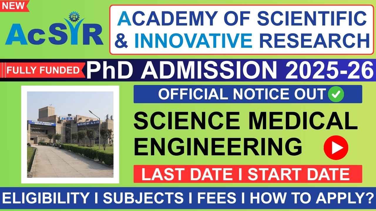 AcSIR PhD Admission 2025-2026