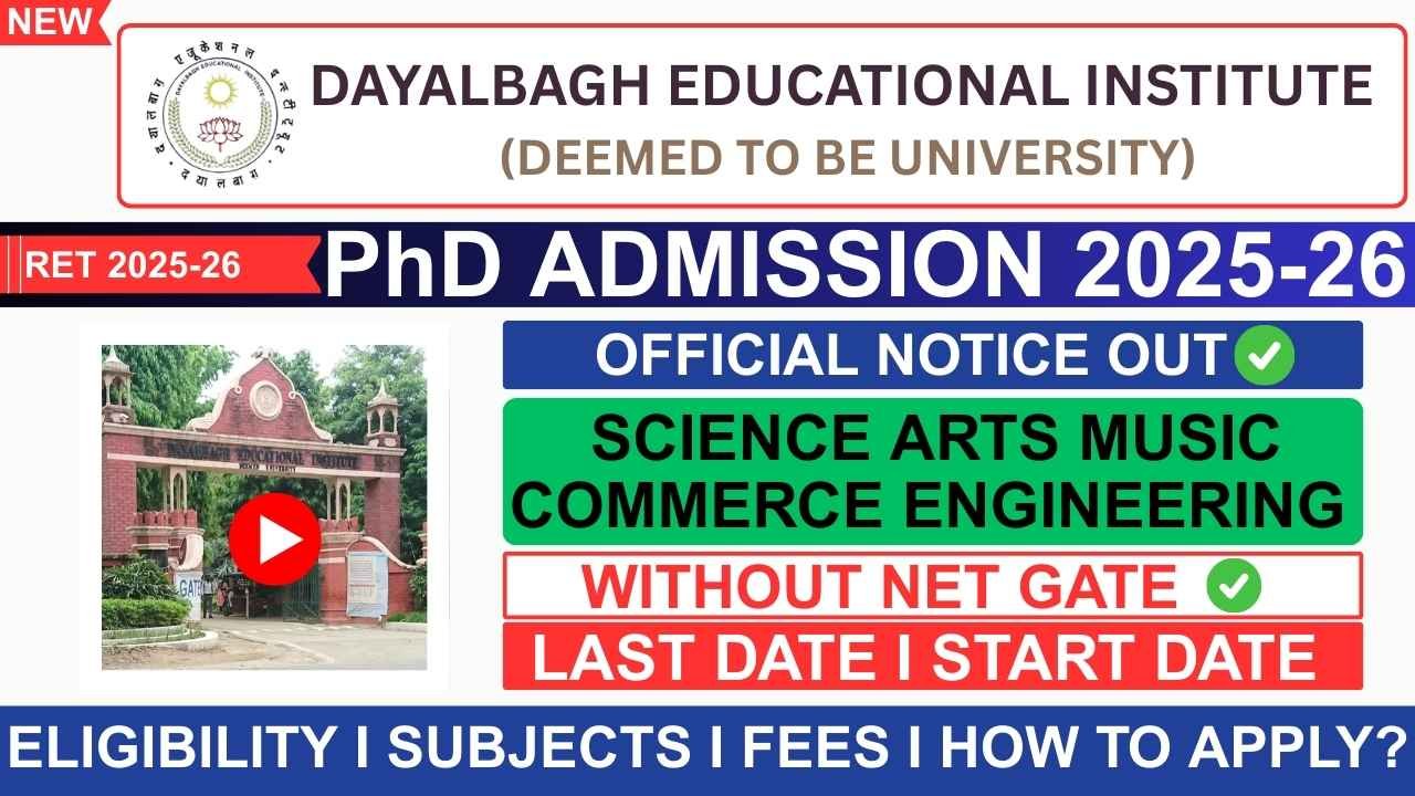 Dayalbagh Educational Institute PhD Admission 2025