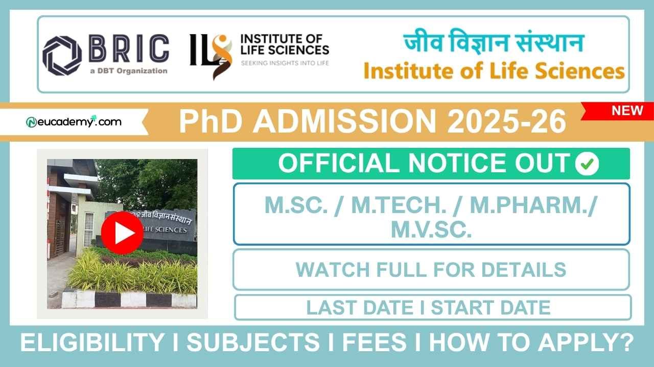 BRIC-Institute of Life Sciences (ILS) PhD Admission 2025-26