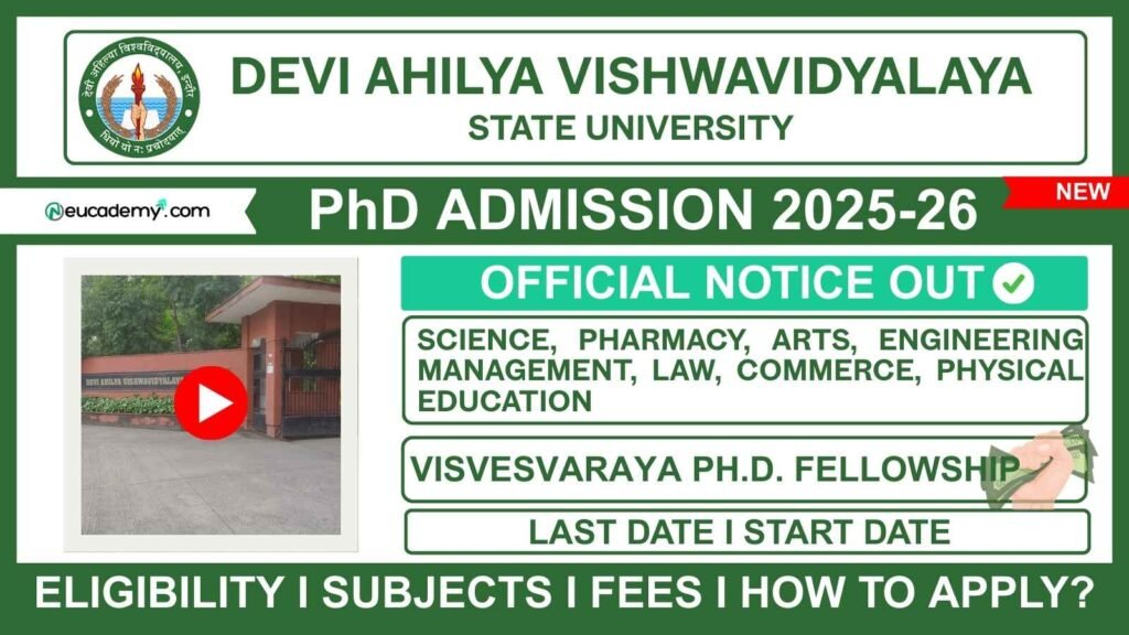 Devi Ahilya Vishwavidyalaya (DAVV) PhD Admission 2025-26