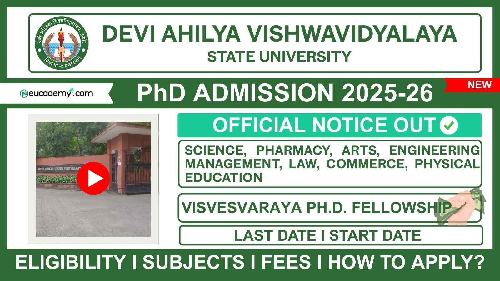 Devi Ahilya Vishwavidyalaya (DAVV) PhD Admission 2025-26