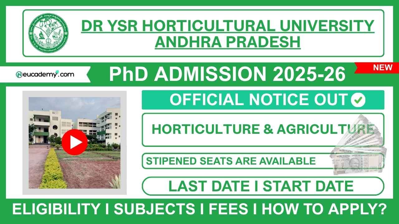 Dr YSR Horticultural University (DRYSRHU) PhD Admission 2025-26