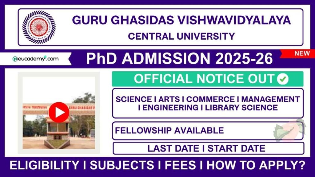 Guru Ghasidas Vishwavidyalaya (GGU) PhD Admission 2025-26