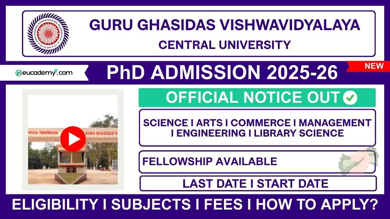 Guru Ghasidas Vishwavidyalaya (GGU) PhD Admission 2025-26