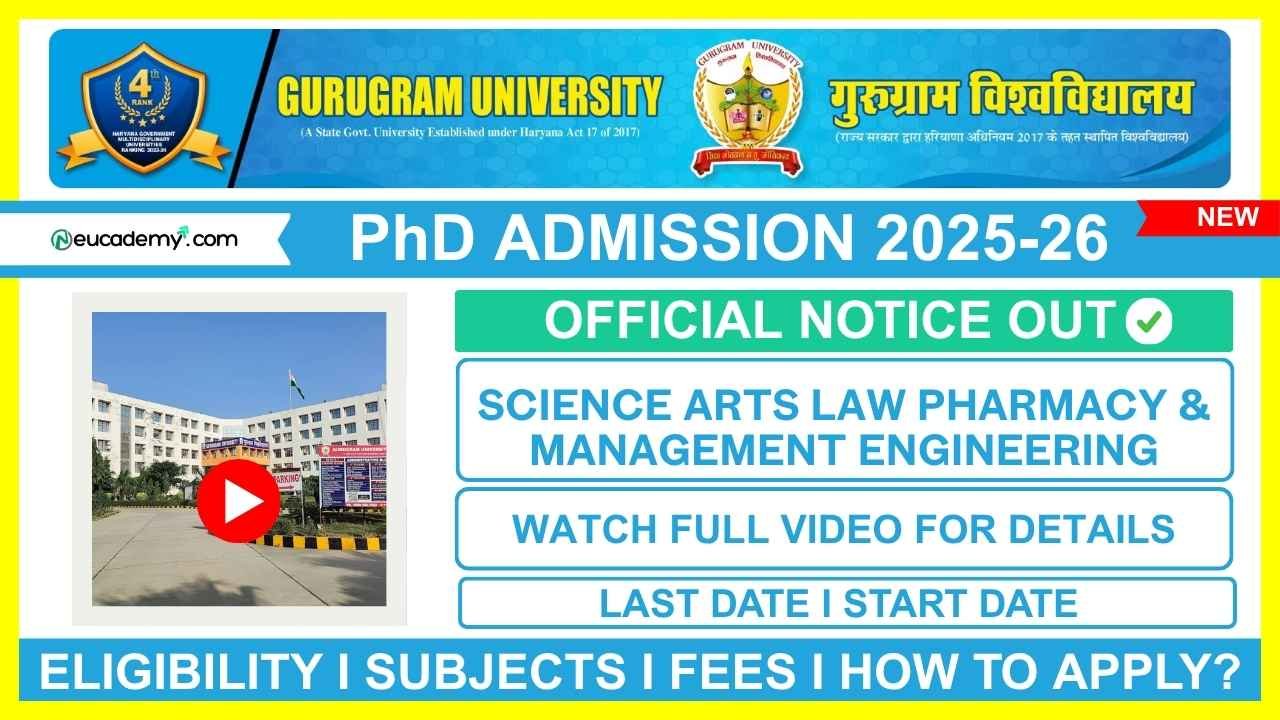 Gurugram University PhD Admission 2025-26