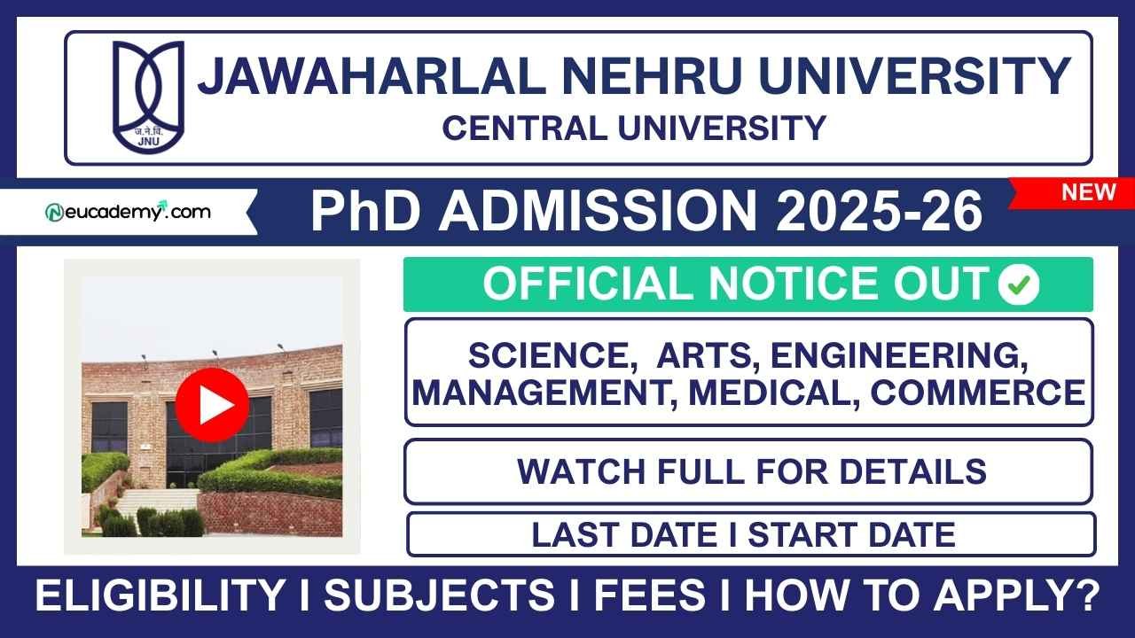Jawaharlal Nehru University (JNU) PhD Admission 2025-26 (Phase-II)