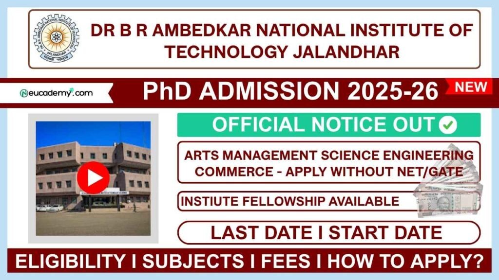 NIT Jalandhar PhD Admission 2025-26