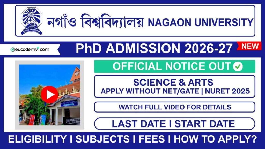 Nagaon University PhD Admission 2026-27