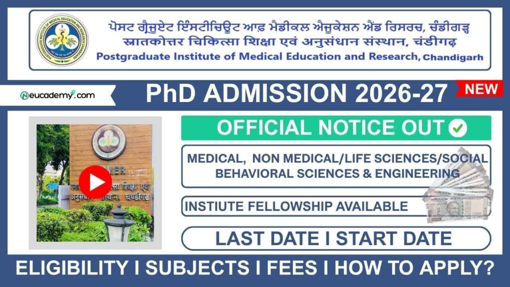 PGIMER Chandigarh PhD Admission 2026-27