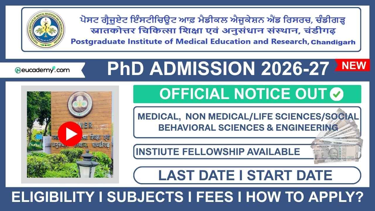 PGIMER Chandigarh PhD Admission 2026-27