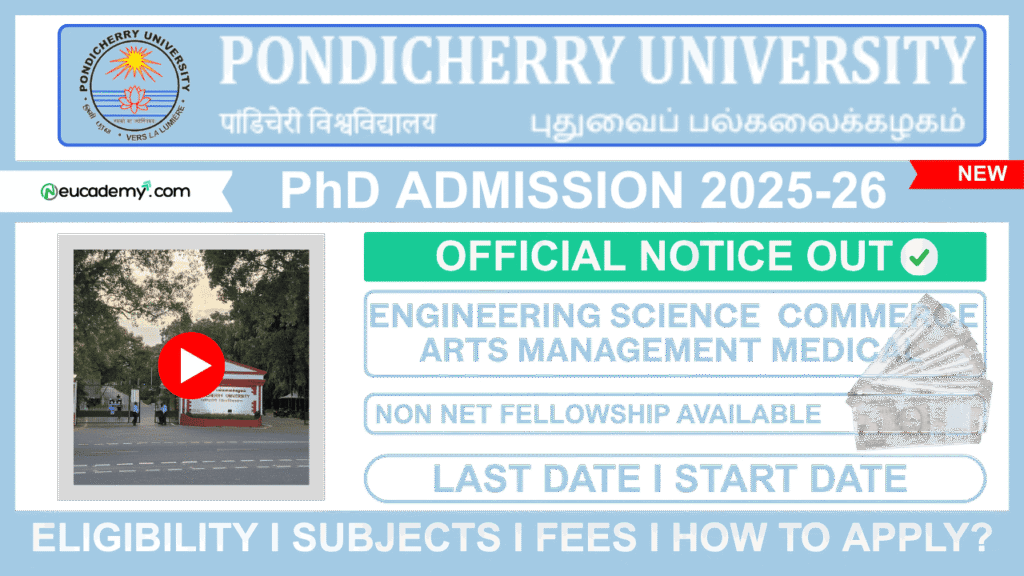 Pondicherry University PhD Admission 2026-27