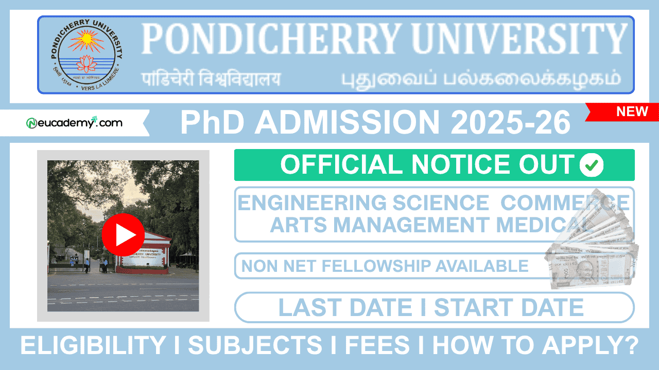 Pondicherry University PhD Admission 2026-27