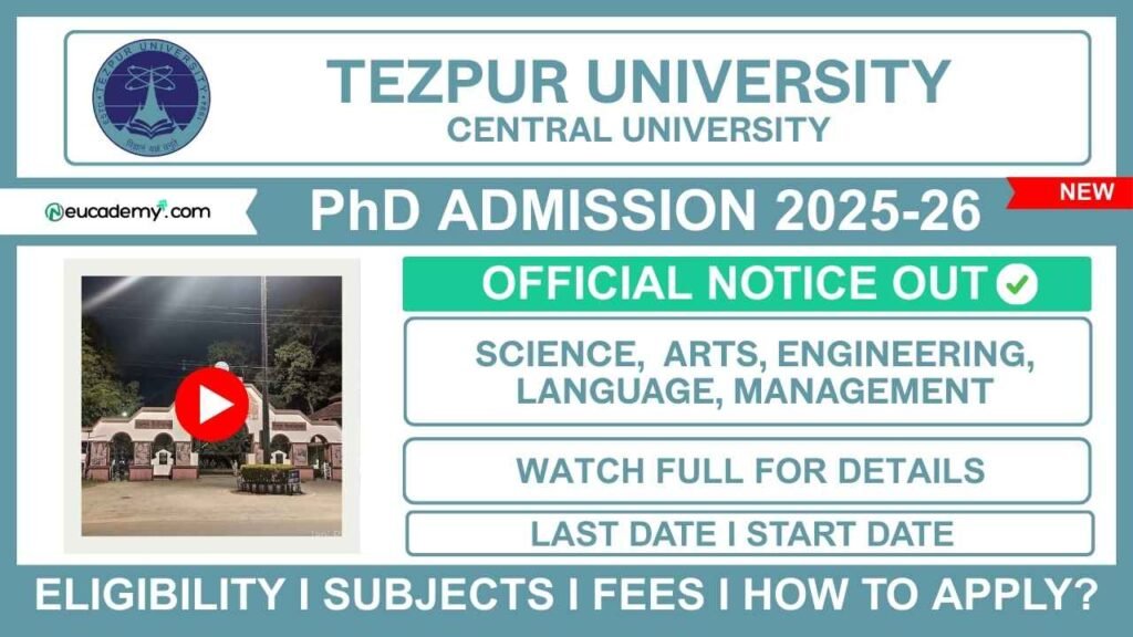 Tezpur University PhD Admission 2025-26