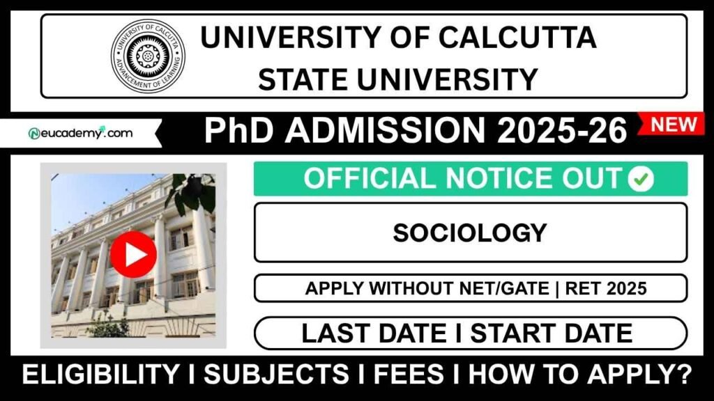 University of Calcutta (CU) PhD Admission 2025-26 Sociology