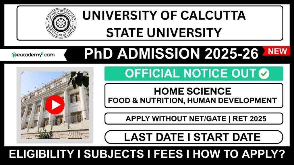 University of Calcutta (CU) PhD Admission 2025-26 for Home Science