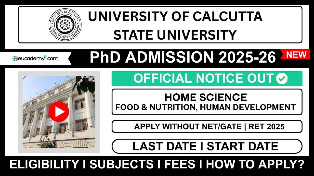 University of Calcutta (CU) PhD Admission 2025-26 for Home Science