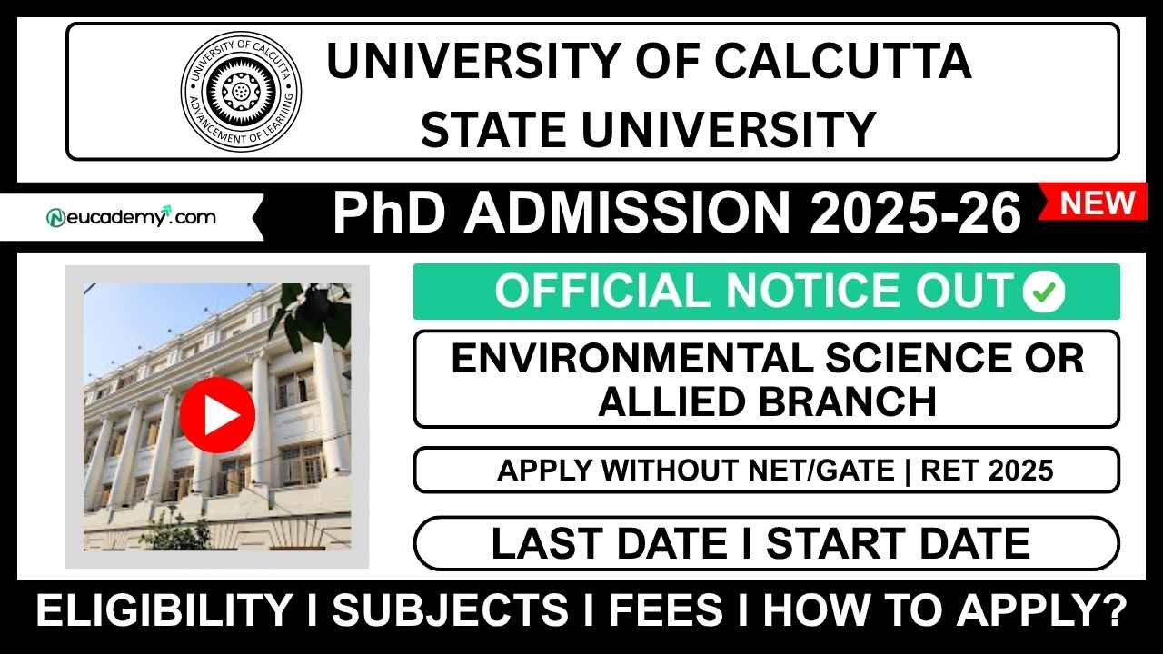 University of Calcutta (CU) PhD Environmental Science Admission 2025-26