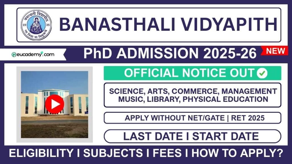 Banasthali Vidyapith PhD Admission 2026-27