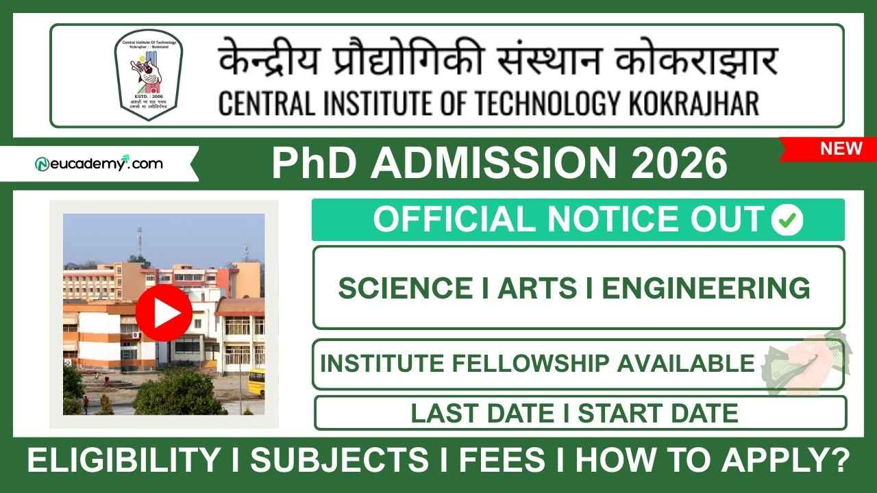 Central Institute of Technology (CIT) Kokrajhar PhD Admission 2026-27