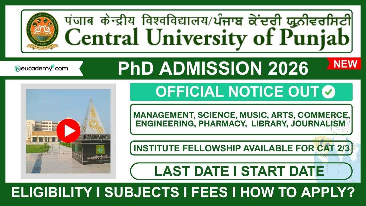 Central University of Punjab (CUP) PhD Admission 2026-27