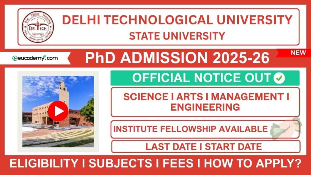 Delhi Technological University (DTU) PhD Admission 2025-26