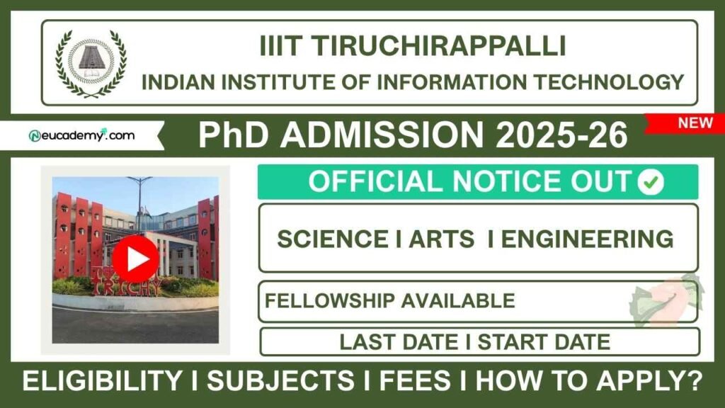 IIIT Tiruchirappalli PhD Admission 2025-26