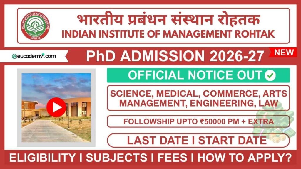 IIM Rohtak PhD Admission 2026-27