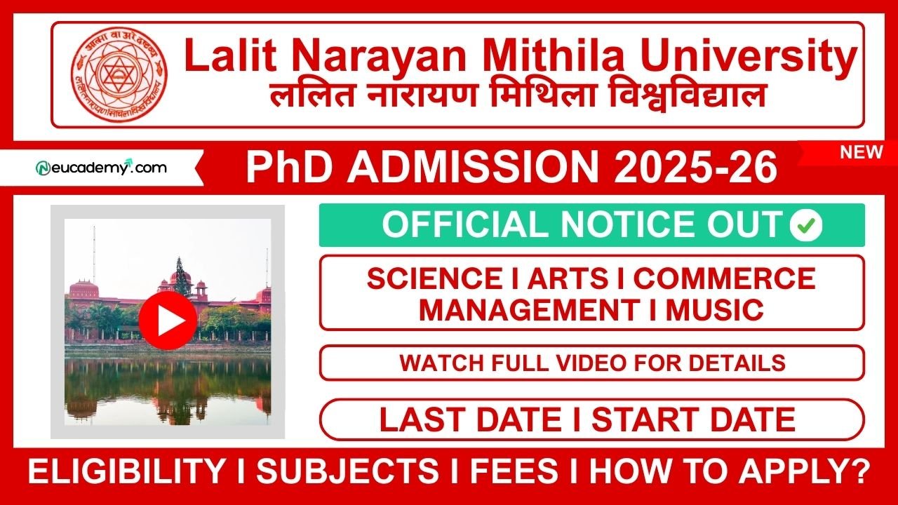 Lalit Narayan Mithila University (LNMU) PhD Admission 2025-26 (PAT-2024)