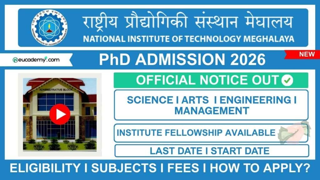 NIT Meghalaya PhD Admission 2026 (January)