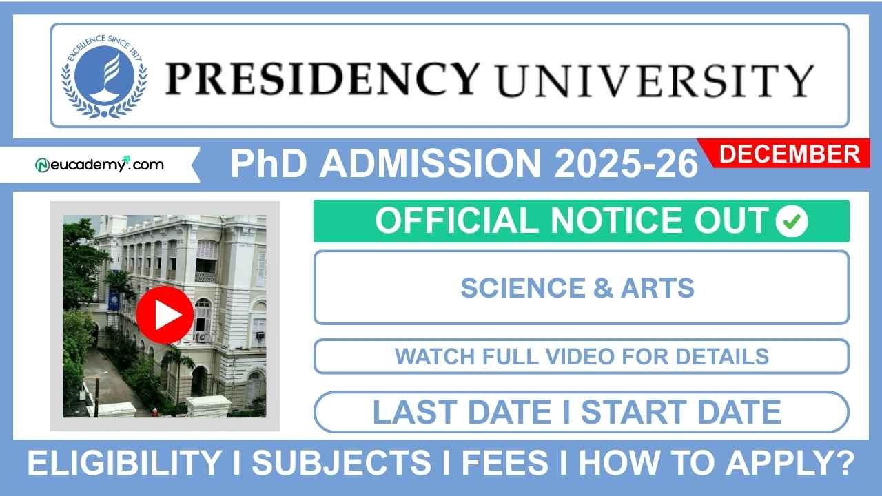 Presidency University PhD Admission 2025-26 (Even Sementer)