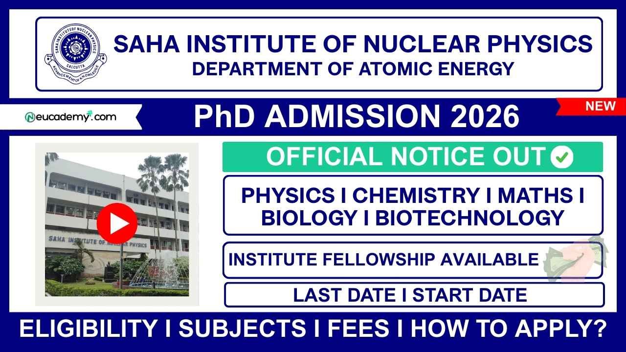 Saha Institute of Nuclear Physics (SINP) PhD Admission 2026-27