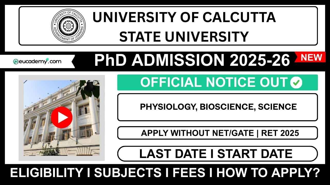 University of Calcutta (CU) PhD Admission 2025-26 for Physiology