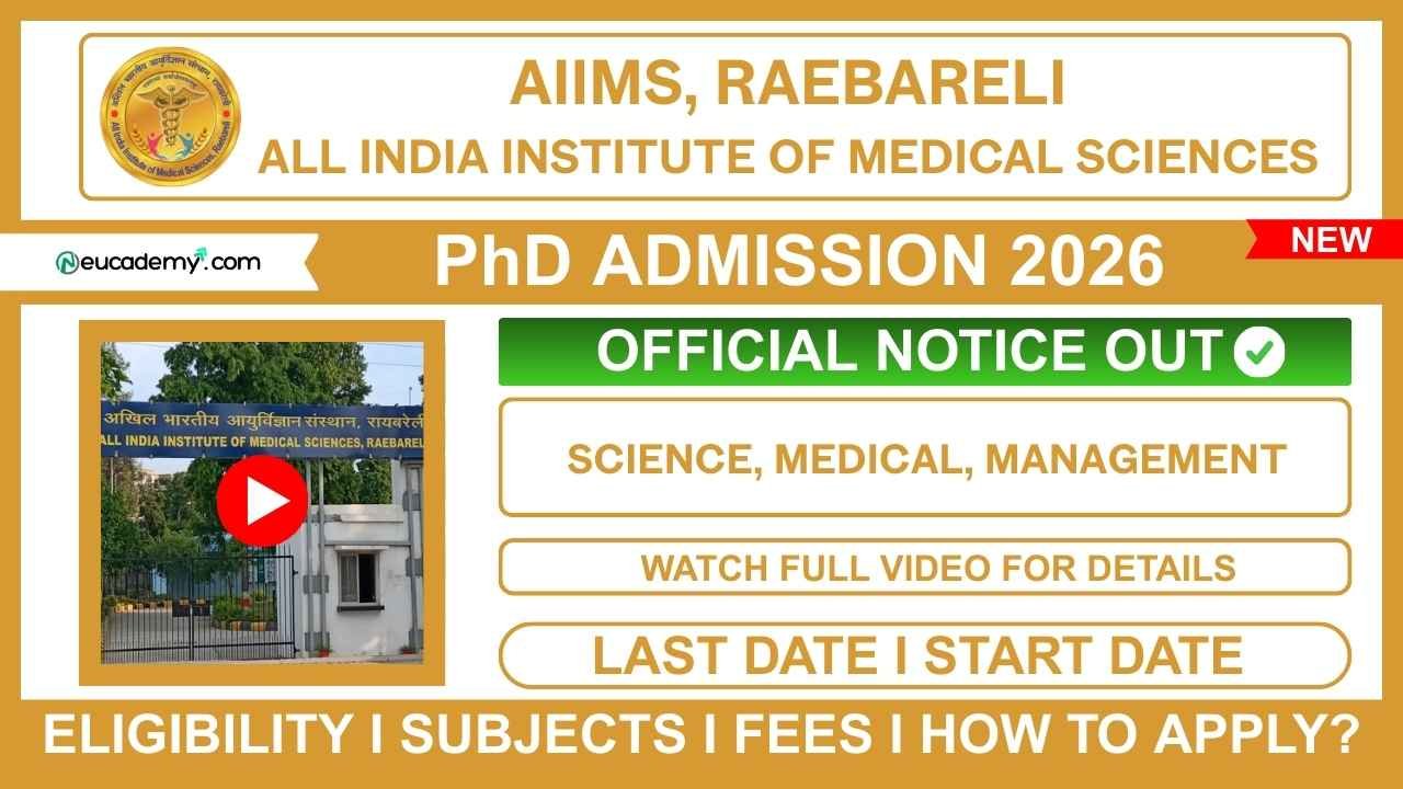 AIIMS Raebareli PhD Admission 2026