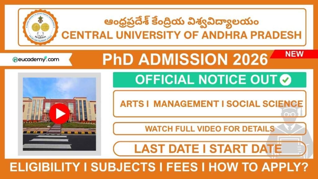 Central University of Andhra Pradesh (CUAP) PhD Admission 2026