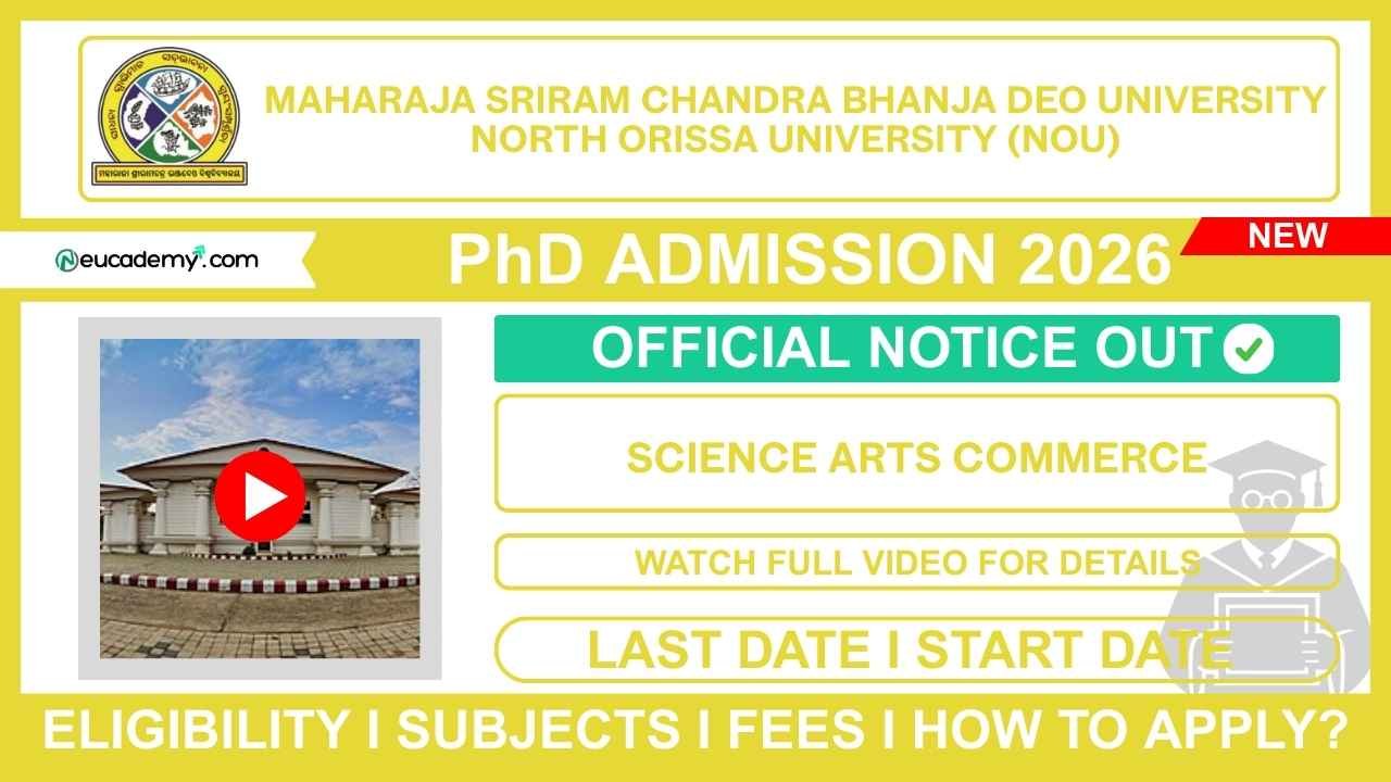 Maharaja Sriram Chandra Bhanja Deo University (MSCB) PhD Admission 2026