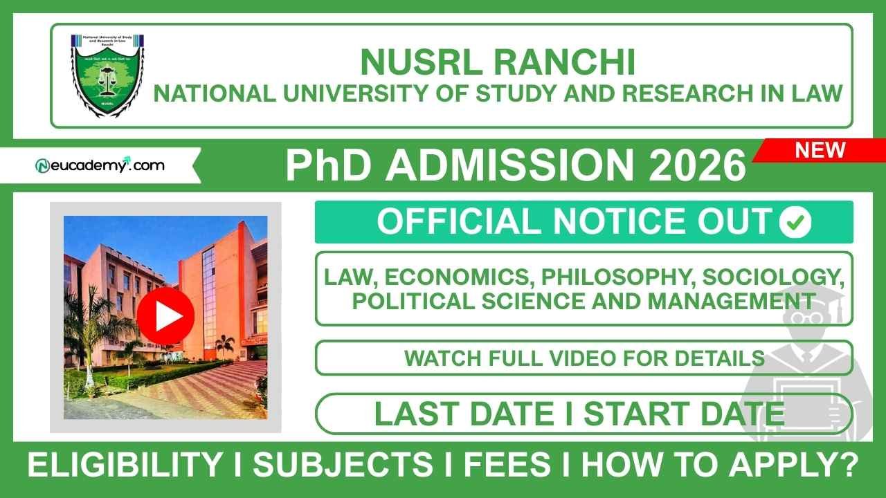 National University of Study and Research in Law (NUSRL) PhD Admission 2026