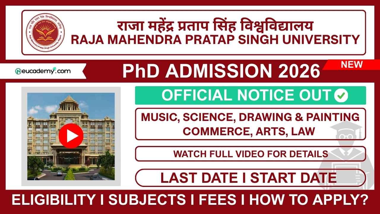 Raja Mahendra Pratap Singh University (RMPSU) Aligarh PhD Admission 2026