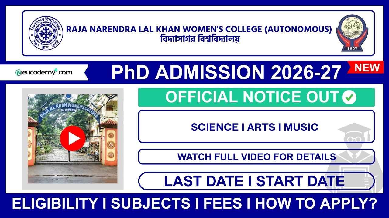 Raja Narendralal Khan Women's College (RNLKWC) PhD Admission 2026-27