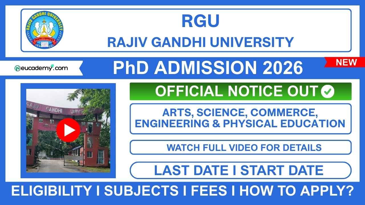 Rajiv Gandhi University (RGU) PhD Admission 2026 (January)