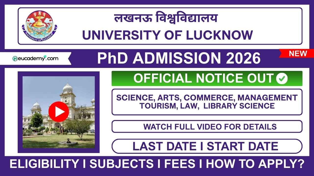 University of Lucknow (LU) PhD Admission 2026