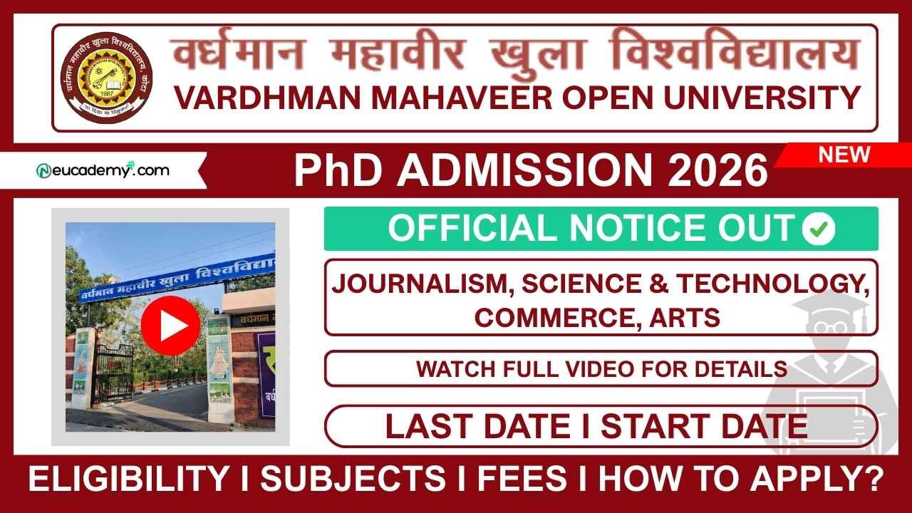 Vardhman Mahaveer Open University (VMOU) PhD Admission 2026