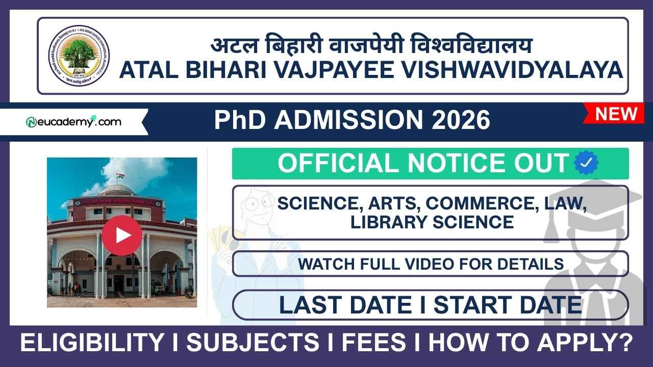 Atal Bihari Vajpayee Vishwavidyalaya (ABVV) PhD Admission 2026
