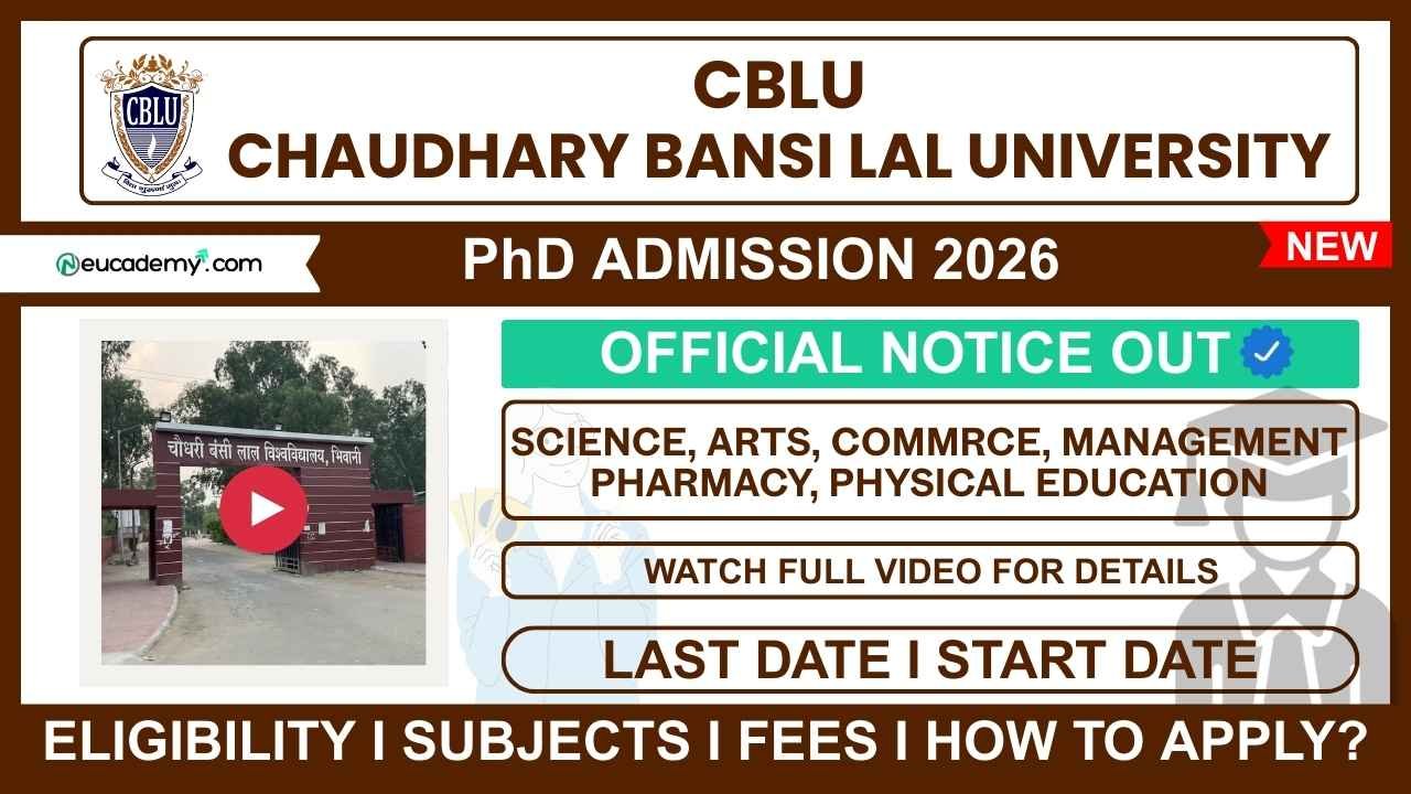 Chaudhary Bansi Lal University (CBLU) PhD Admission 2026