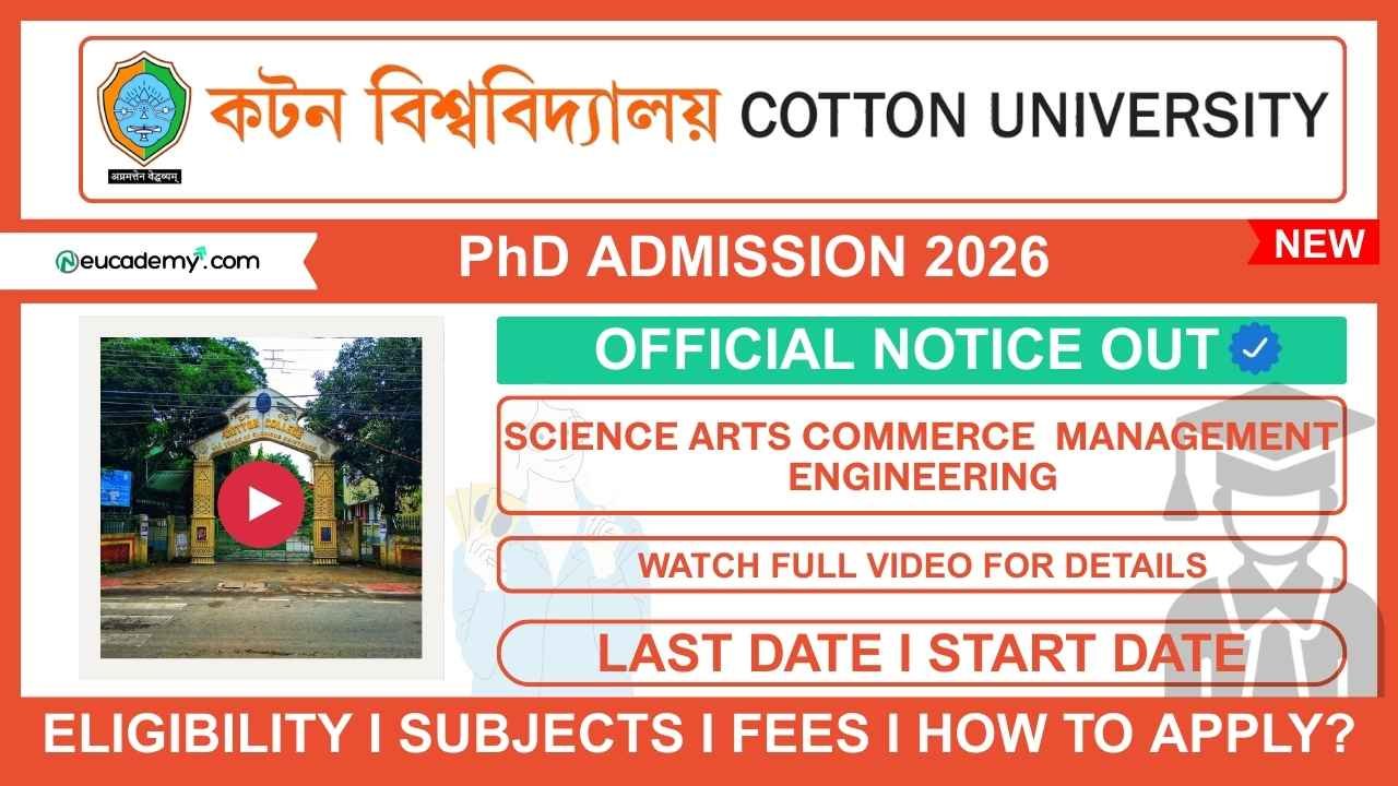 Cotton University (CU) PhD Admission 2026