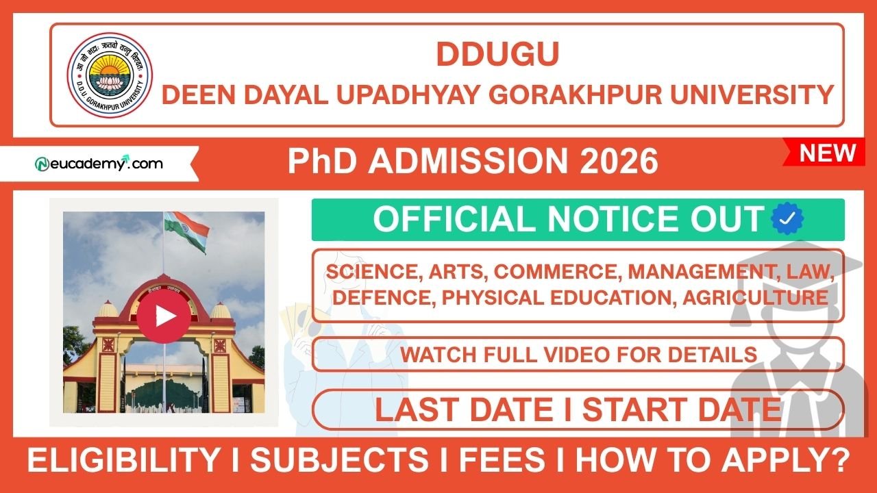 Deen Dayal Upadhyaya Gorakhpur University (DDUGU) PhD Admission 2026