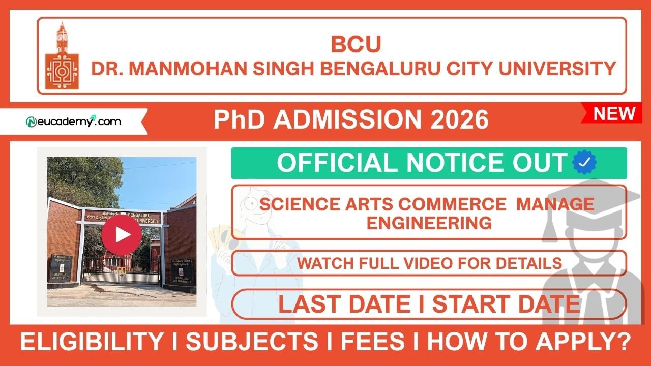 Dr. Manmohan Singh Bengaluru City University (BCU) PhD Admission 2026