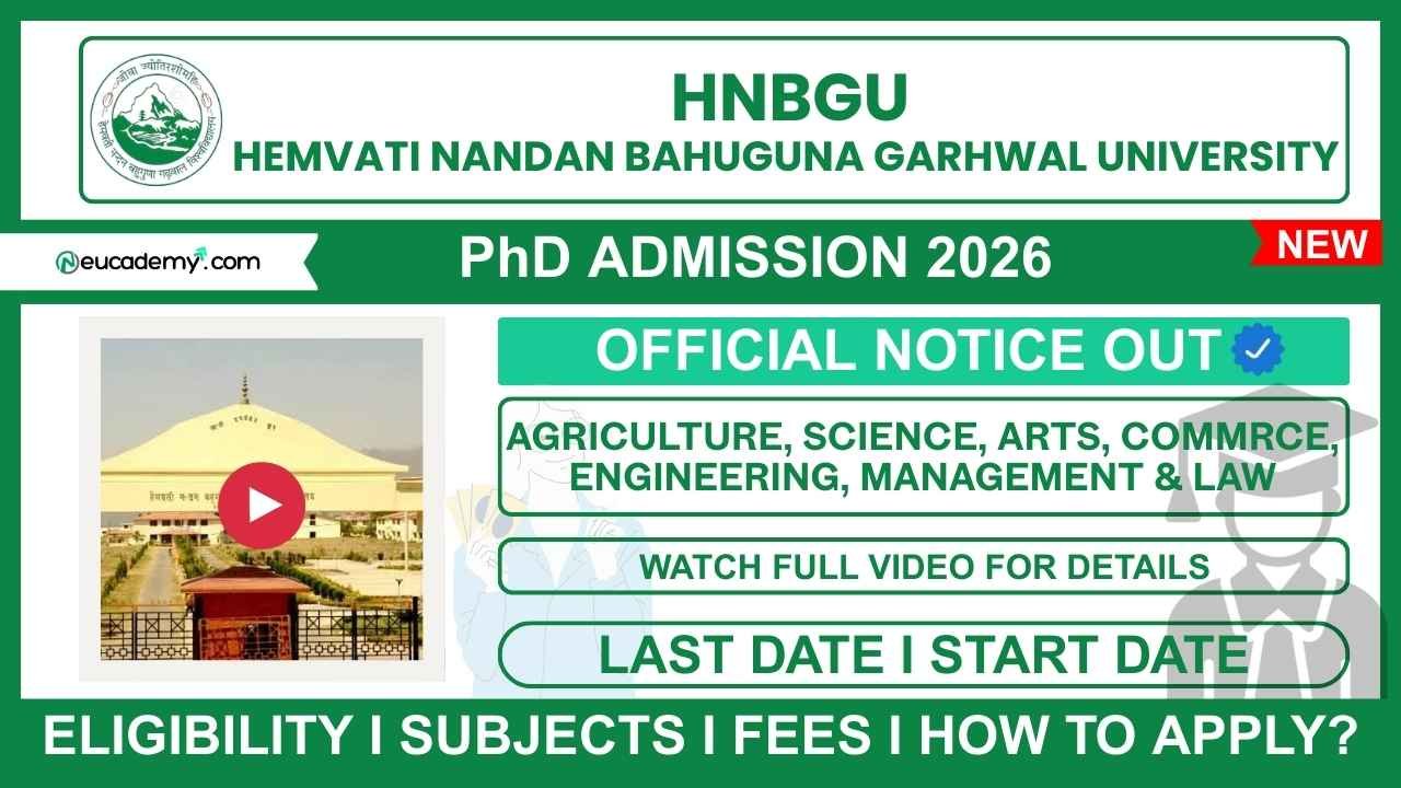 Hemvati Nandan Bahuguna Garhwal University (HNBGU) PhD Admission 2026