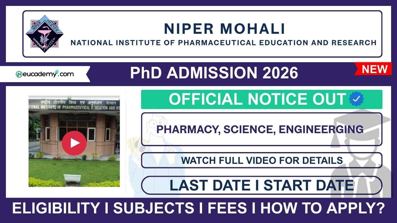 NIPER Mohali PhD Admission 2026