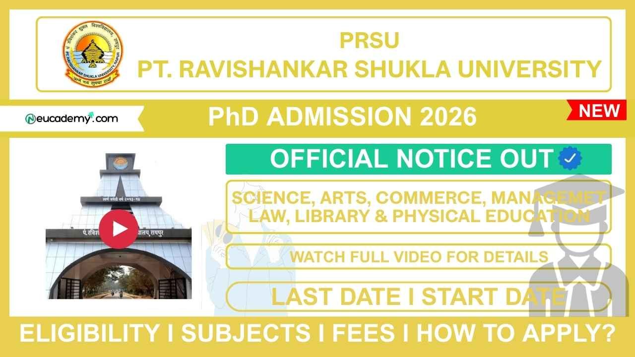 Pt. Ravishankar Shukla University (PRSU) PhD Admission 2026