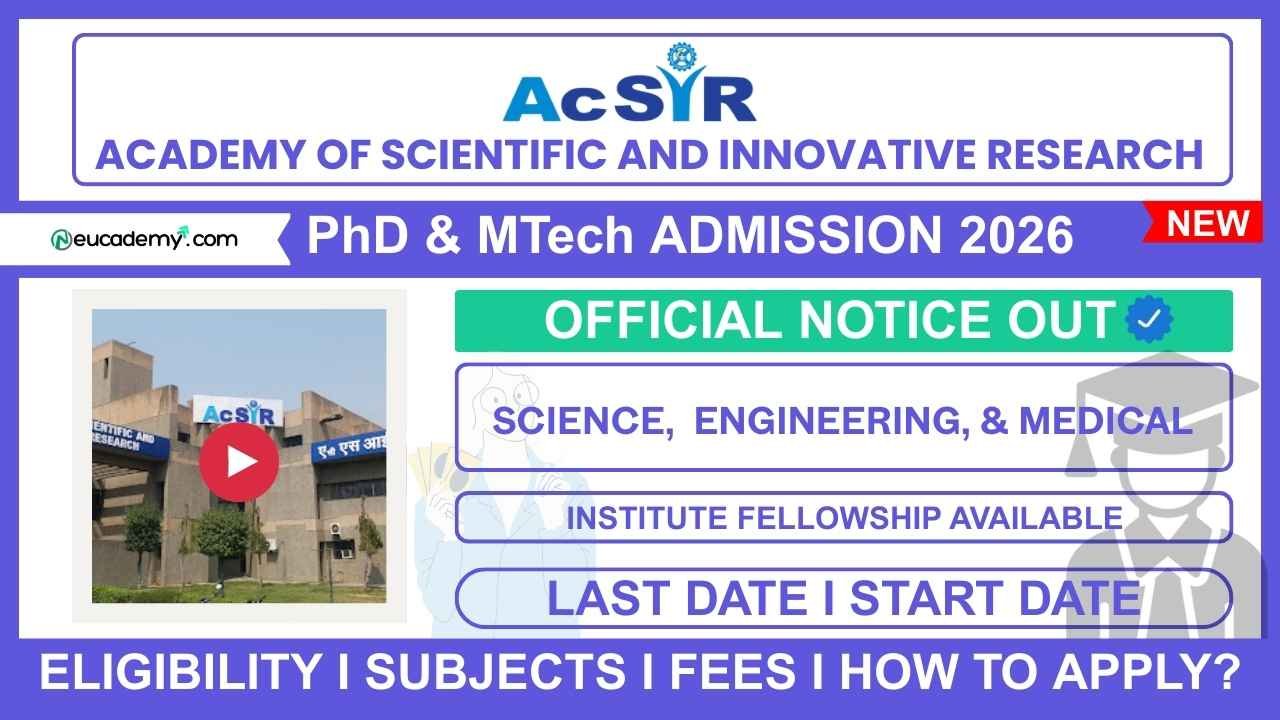 AcSIR PhD & M.Tech Admissions 2026